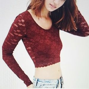Forever 21 white lace long sleeve crop top